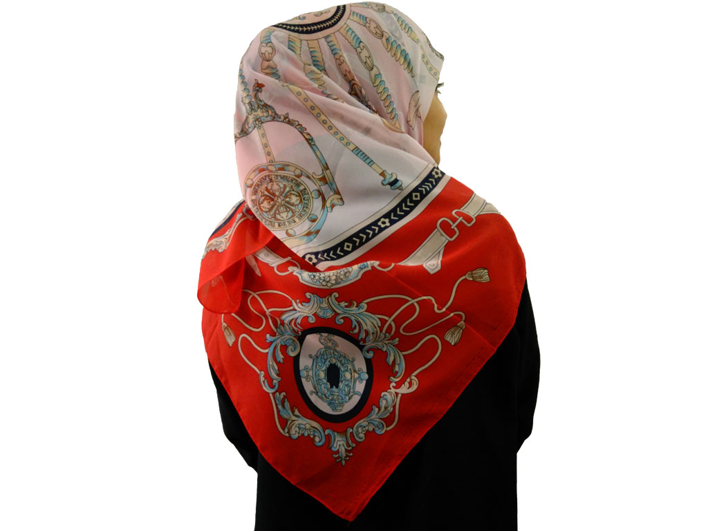 روسری حریرکرپ قرمز ۸۰۳ | فروشگاه اینترنتی کاشانه روسری حریرکرپ قرمز 803